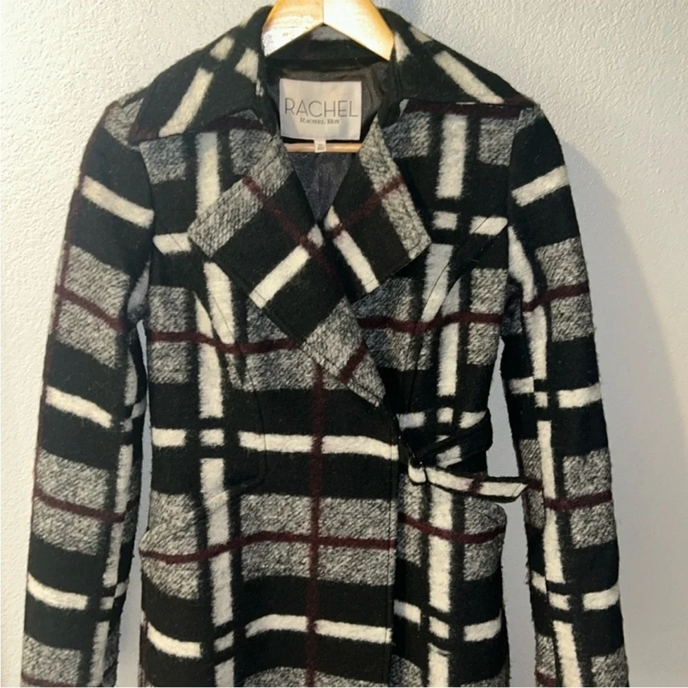 RACHEL Rachel Roy Plaid Wool Winter Coat - Picture 2 of 10